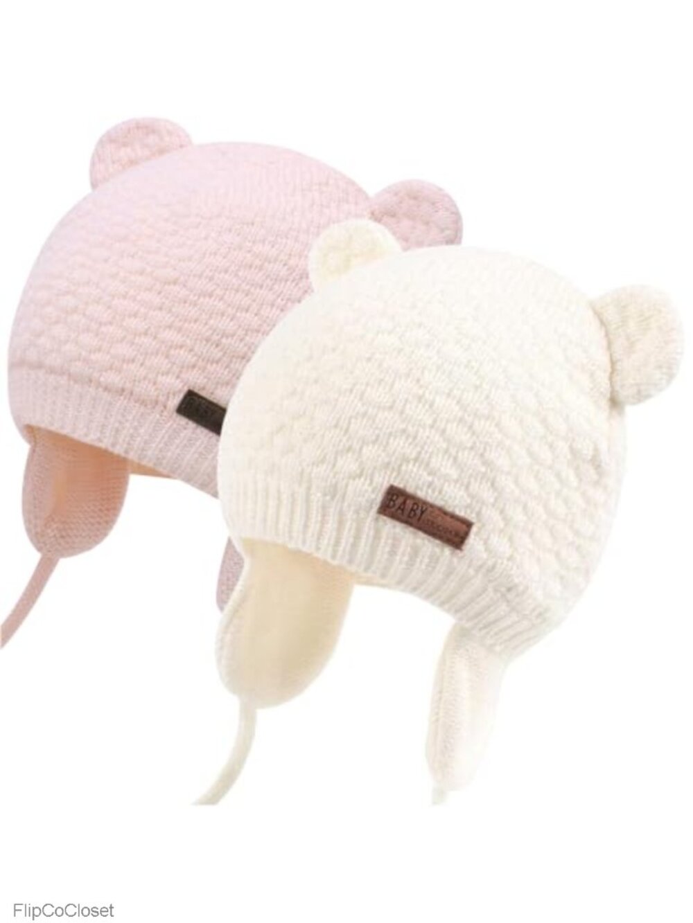 Toddler Kids Bear Earflap Knit Winter Hat Acrylic Lined